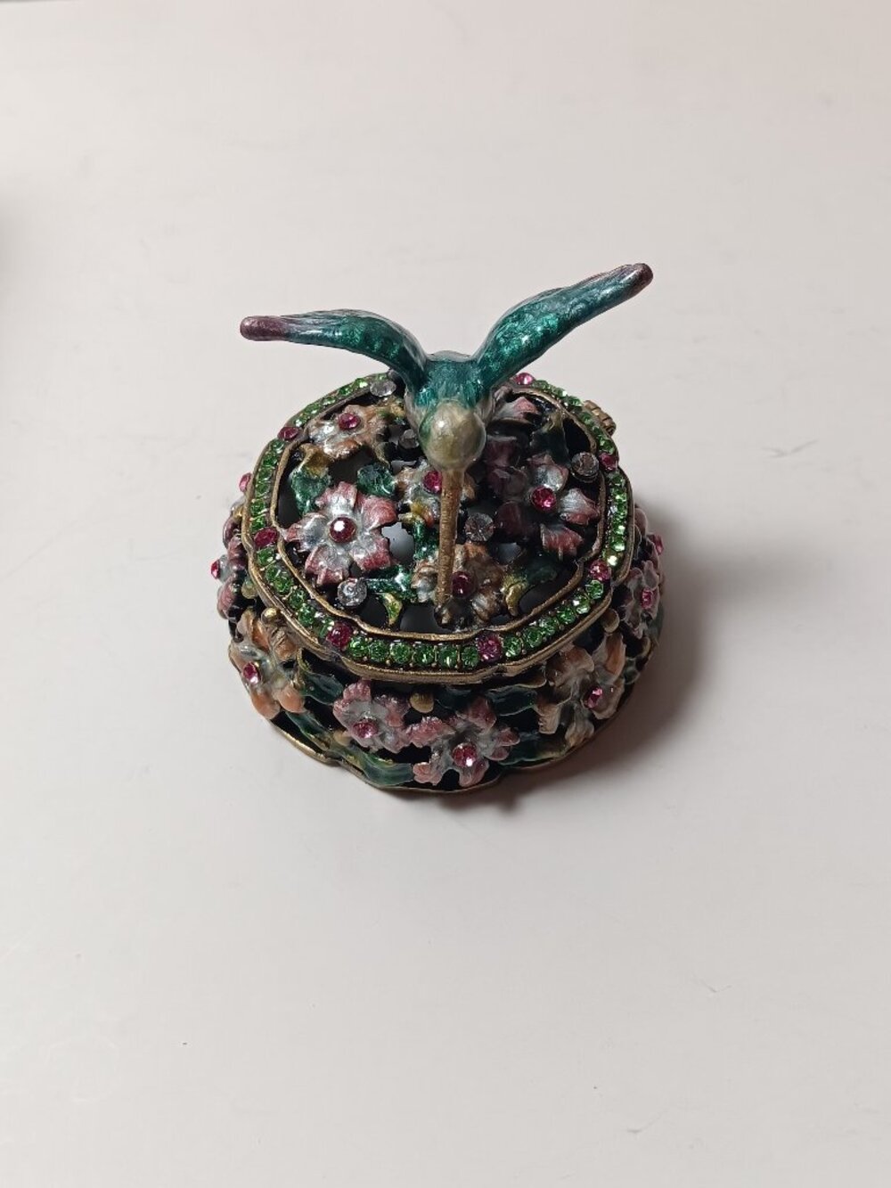 New Hummingbird floral enamel jeweled rhinestone trinket jewelry box Macy's